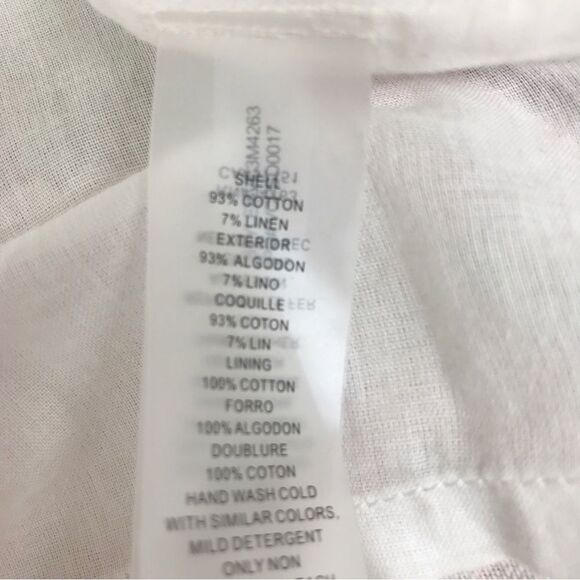 VINCE CAMUTO Pink Green Floral Print Mini Dress Tie Waist Cotton Linen 10 12 New - Picture 13 of 16